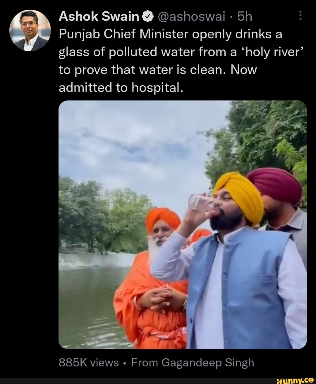 Ashok Swain ashoswai Punjab Chief Minister openly drinks a glass of