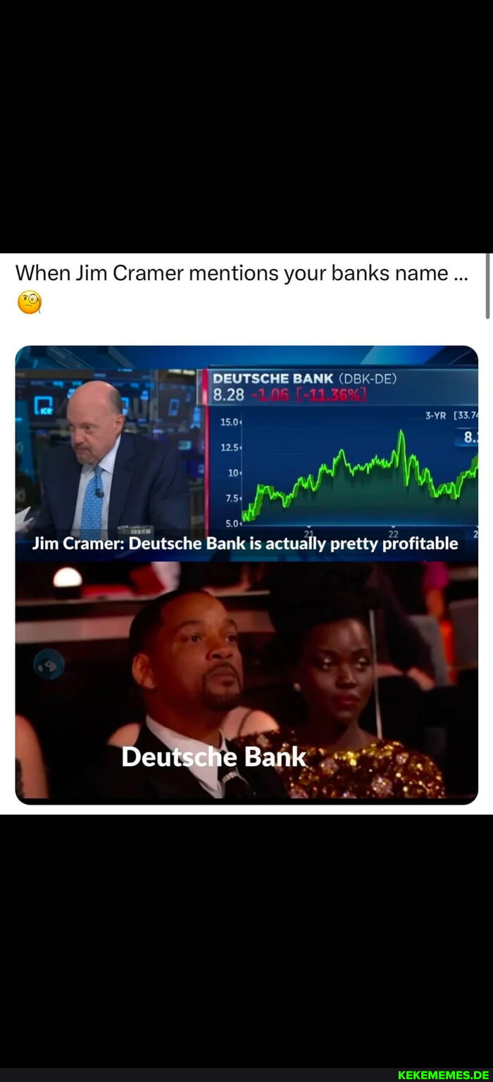 When Jim Cramer mentions your banks name... I I IDEUTSCHE BANK (DBK-DE) 8.28 Jim