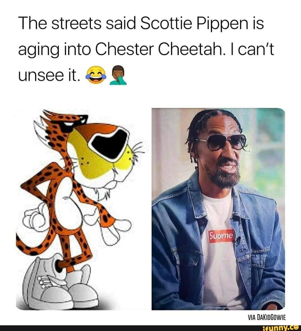 The streets said Scottie Pippen is aging into Chester Cheetah. I can't