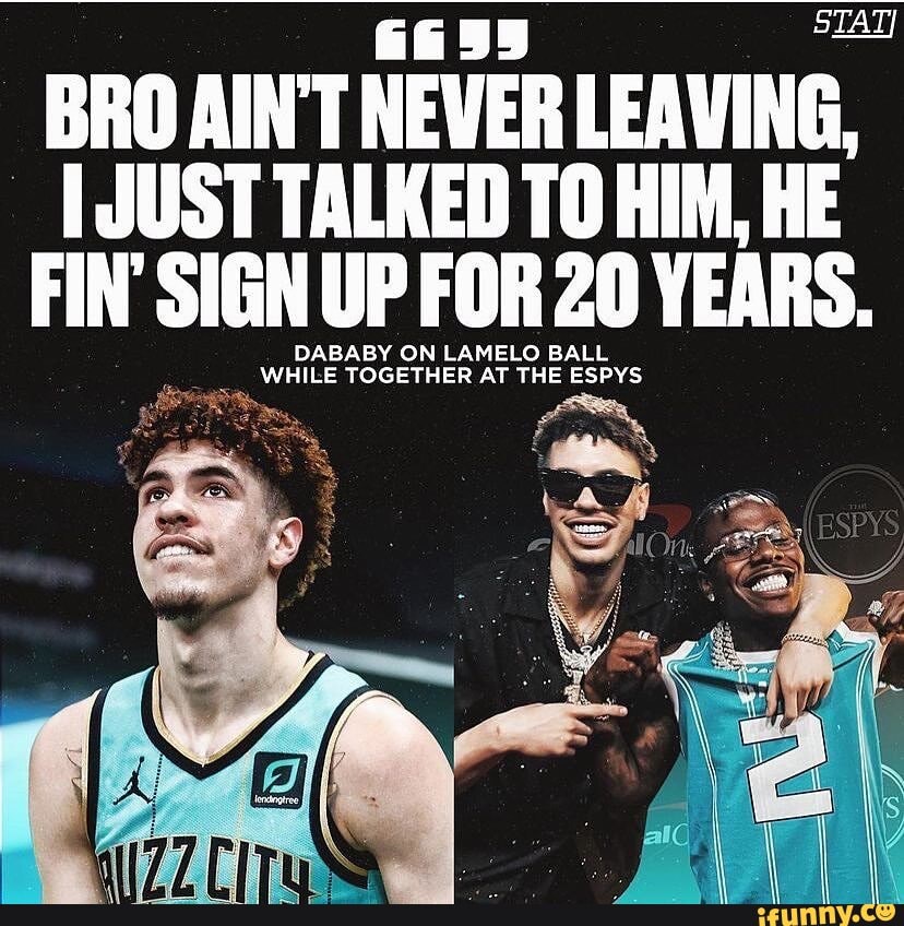 DaBaby, while LaMelo Ball signs his jersey: It's a Queen City thing, this  don't pertain to y'all. Bro ain't never leaving, I just talked to him, he  fin' sign up for 20
