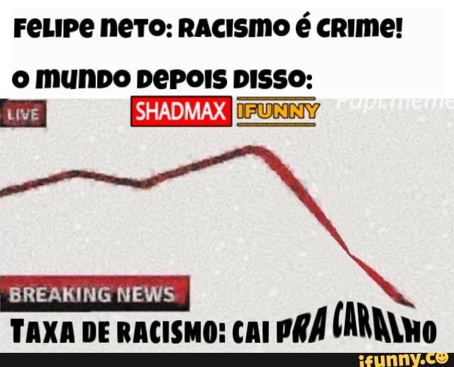 FELIPE neTo: RACISMO é CRIME!
O MUNDO DEPOIS DISSO:
TAXA DE RACISMO: CAI
PRÁ (NAO