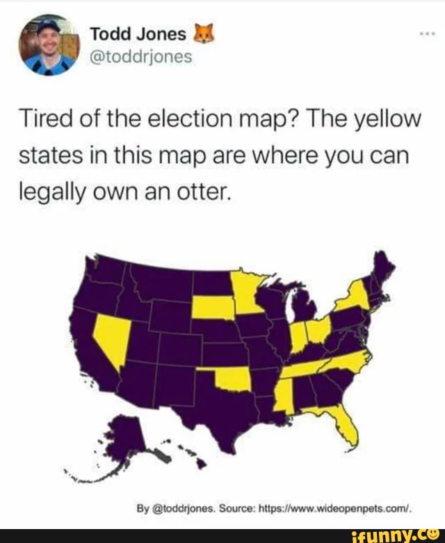 & Todd Jones Tired of the election map? The yellow states in this map