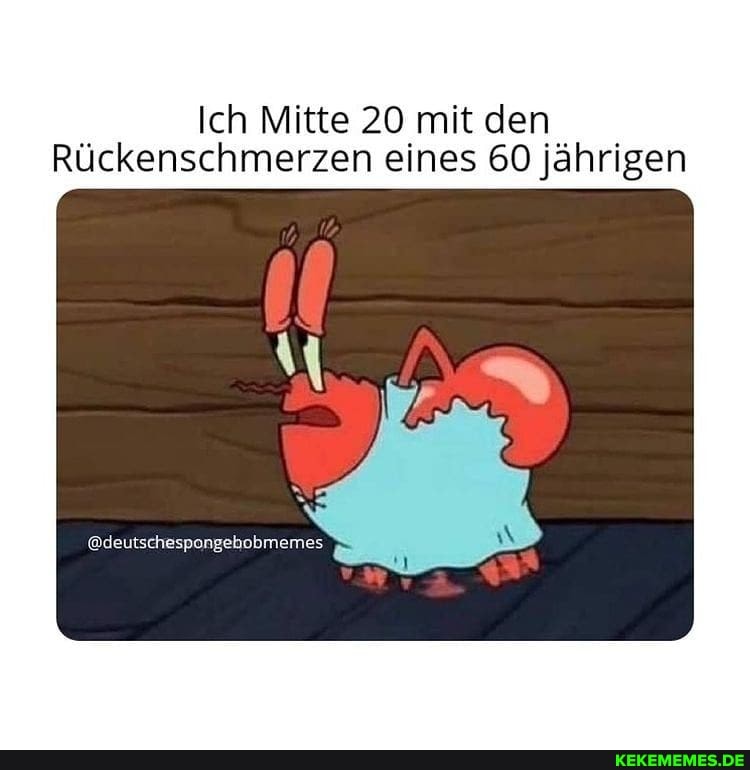 Ich Mitte 20 mit den
Rückenschmerzen eines 60 jährigen
@deutschespongehobmemes