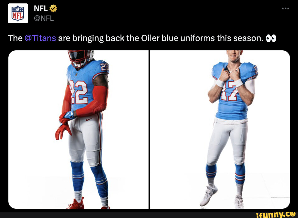 The @titans are bringing back the Oiler blue uniforms this season. 