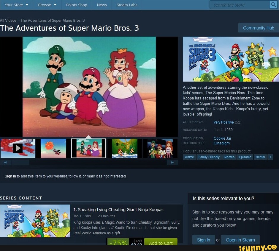 Episódios de The Adventures of Super Mario Bros. 3 estão disponíveis para  Steam nos Estados Unidos
