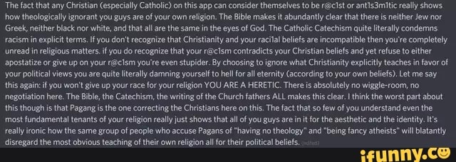 The Fact That Any Christian Especially Catholic On This