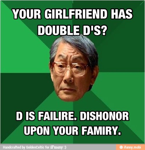 YOUR GIRLFRIEND HAS
DOUBLE D'S?
D IS FAILIRE. DISHONOR
UPON YOUR FAMIRY.
