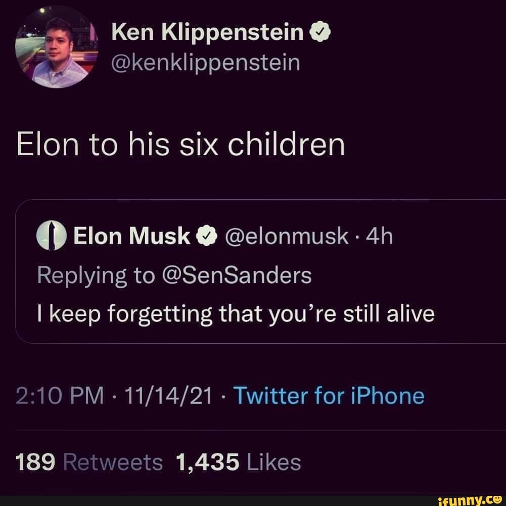 Ken Klippenstein @ @kenklippenstein Elon To His Six Children Elon Musk ...