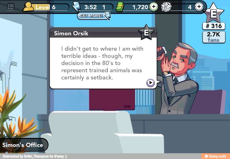 Simon Orsik
I didn't get to where I am
with
terrible ideas
though, my
decision in
the 80's to
represent trained animals was
certainly a
setback.