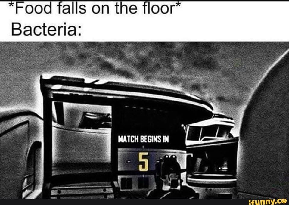 ood falls on the floor
Bacteria:
