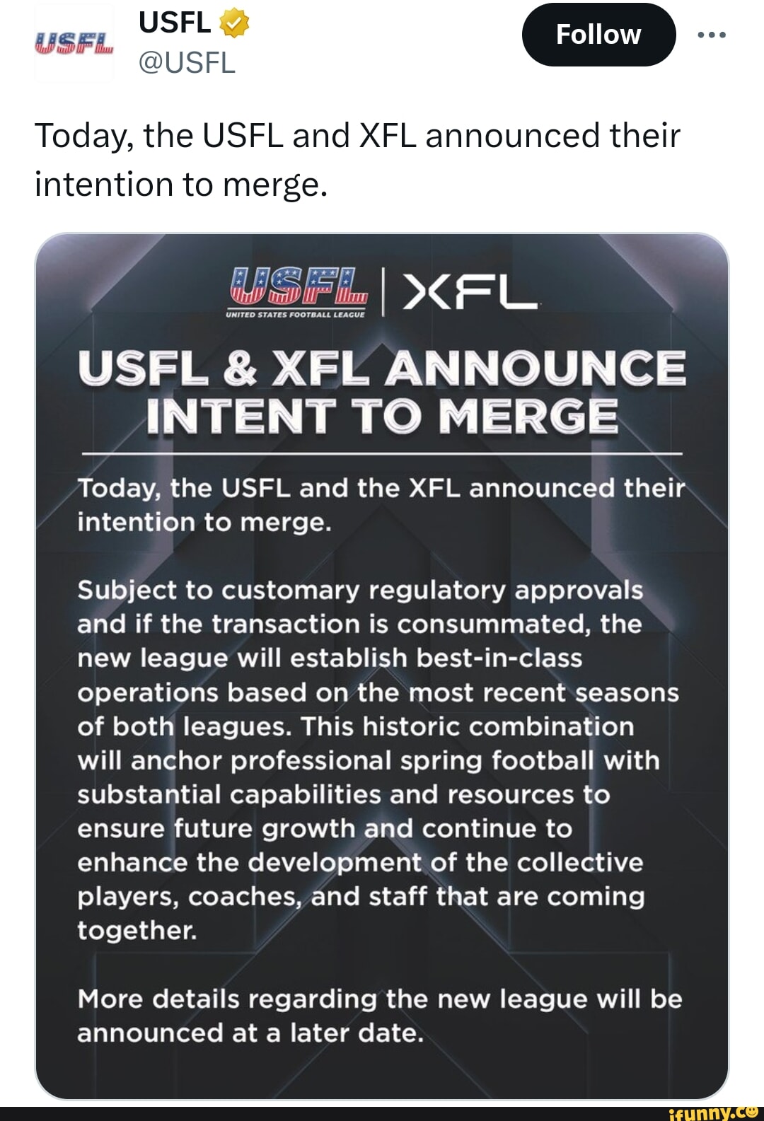 XFL and USFL reportedly in advanced merger talks
