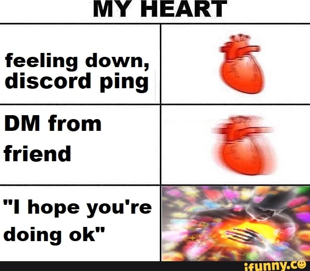 My Heart Feeling Down Discord Ping Dm From Friend I Hope You Re Doing Ok Ifunny