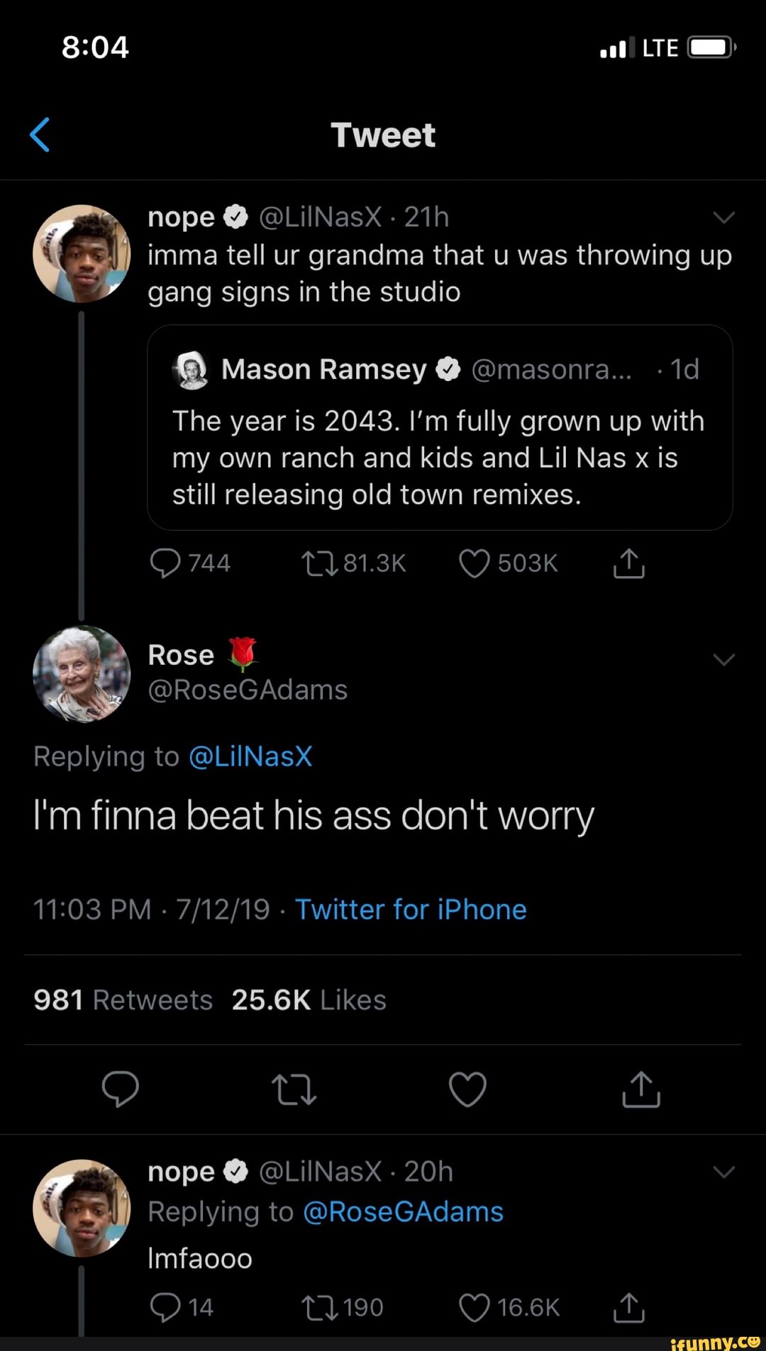 Nopee “7 imma tell ur grandma that u was throwing up gang signs in the studio Q Mason Ramsey 9