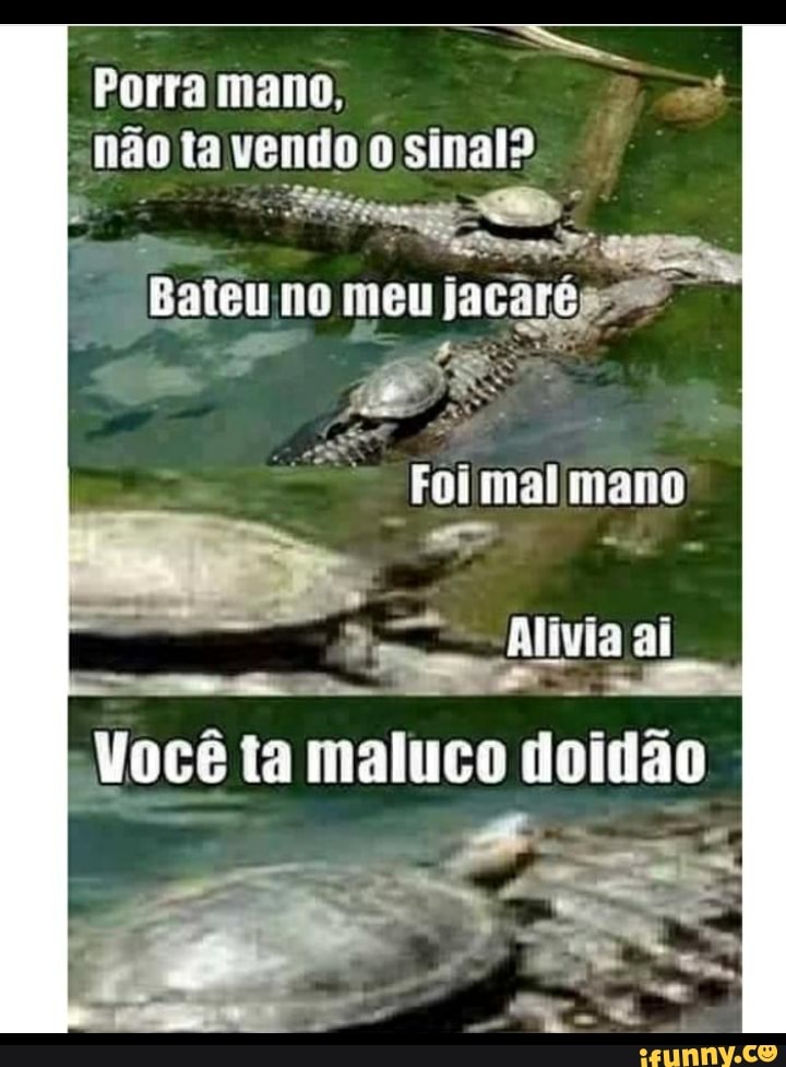Porra mano,
" não ta vendo sinal?
Bateu no meu jacarés"
ÉS adil
Foi mal mano
Alivia ai
Você ta maluco doidão