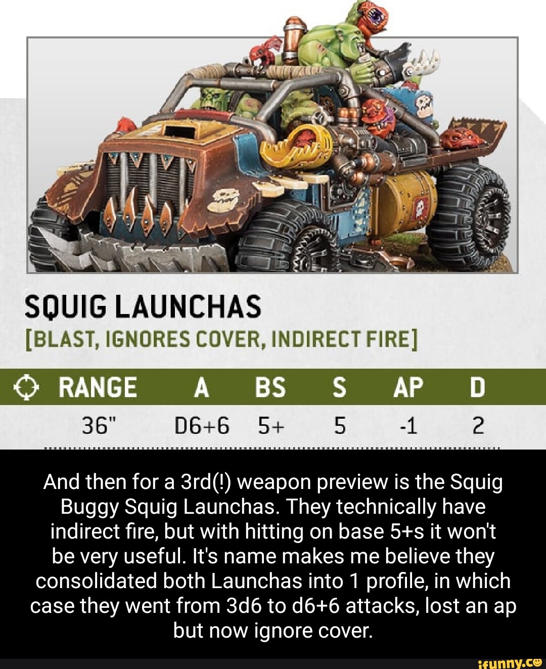 SQUIG LAUNCHAS BLAST, IGNORES COVER, INDIRECT FIRE RANGE A BS AP OD 36&quot...