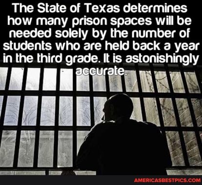 The State of Texas determines how many prison spaces will be needed solely by the number of students who are held back a year in the third grade. It is astonishingly