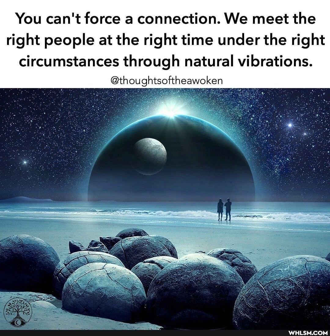 You can't force a connection. We meet the
right people at the right time under the right circumstances through natural vibrations.
@thoughtsoftheawoken