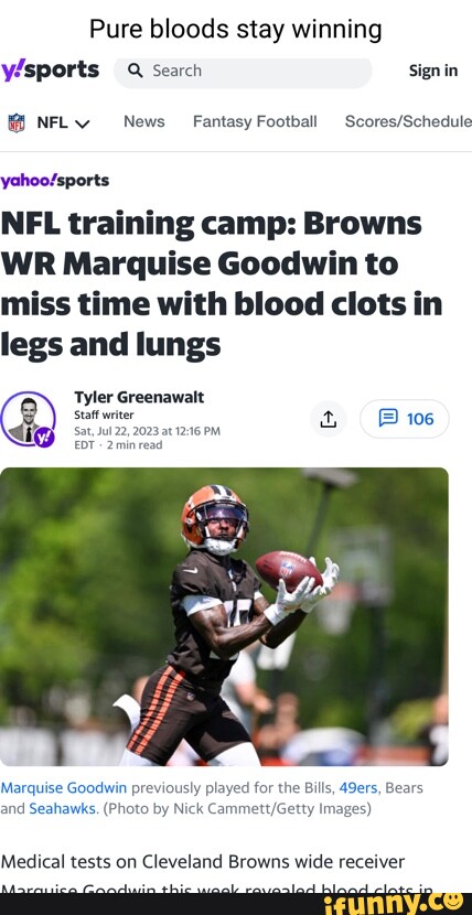 Pure bloods stay winning Search Sign in @ NFLY News Fantasy Football NFL  training camp: Browns WR