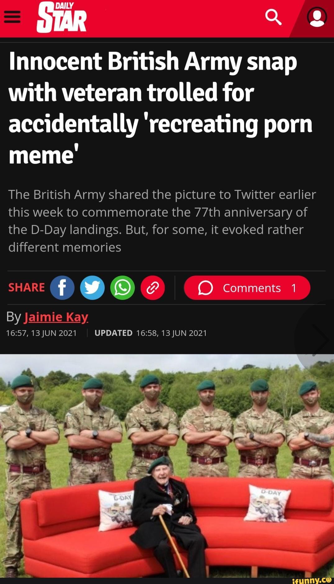 1075px x 1881px - DAILY Innocent British Army snap with veteran trolled for accidentally  'recreating porn meme' The British Army