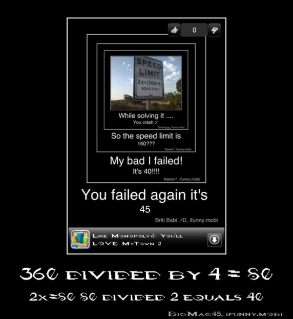 You Failed Again It S 45 Brit Babi D Funny Mobi 360 Divided By 4 80 2x 80 80 Divided 2 Equals 40