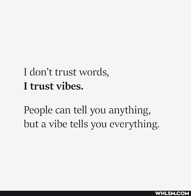 don't trust words,
I trust vibes.
People can tell you anything, but a vibe tells you everything.