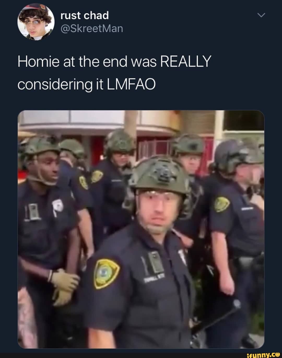 Homie at the end was REALLY considering it LMFAO