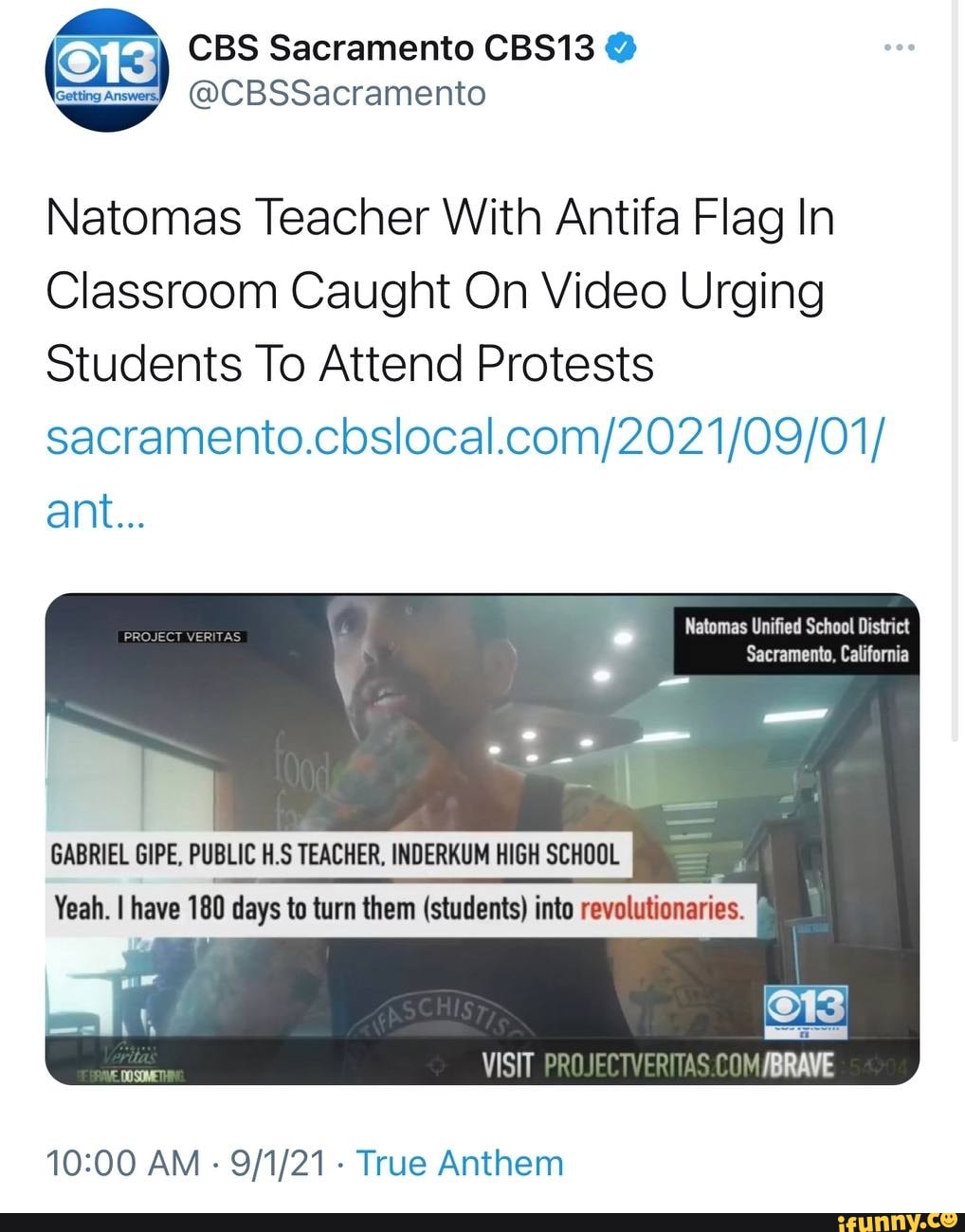 Cbs Sacramento Cbs13 Cbssacramento Natomas Teacher With Antifa Flag In Classroom Caught On Video Urging Students