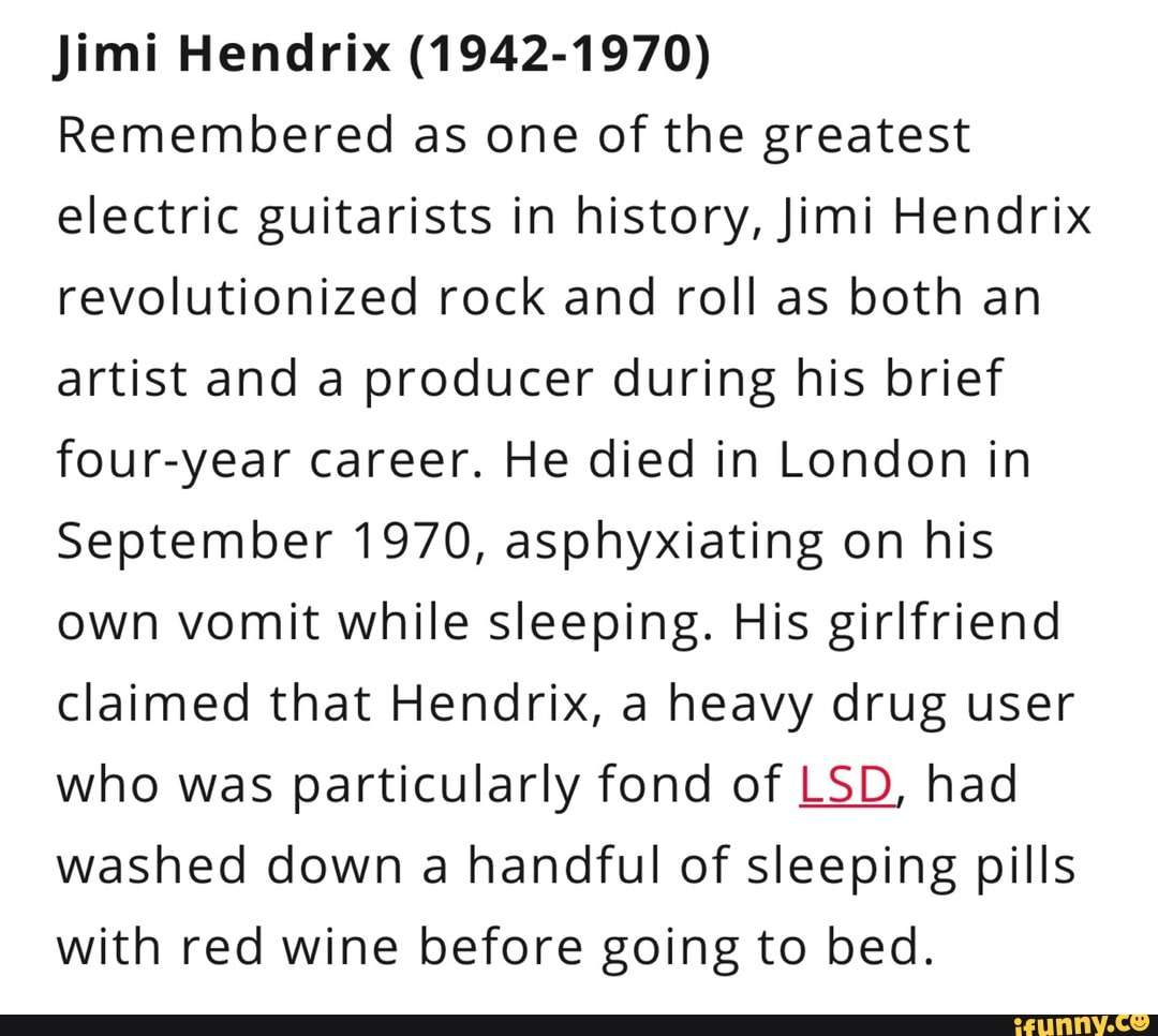 Jimi Hendrix 1942 1970 Remembered As One Of The Greatest Electric Guitarists In History Jimi 