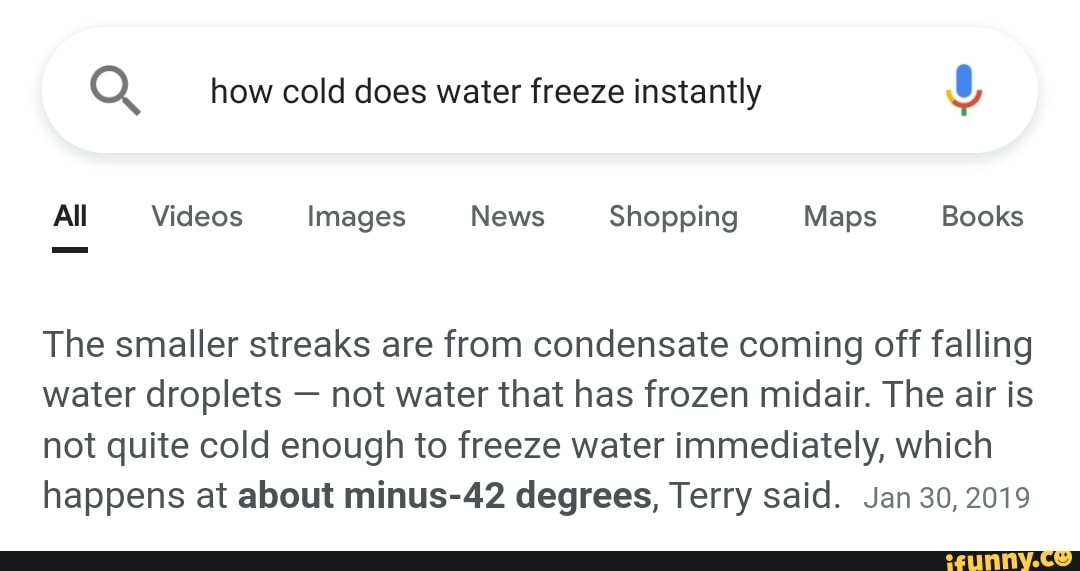 How cold does water freeze instantly All Videos Images News Shopping