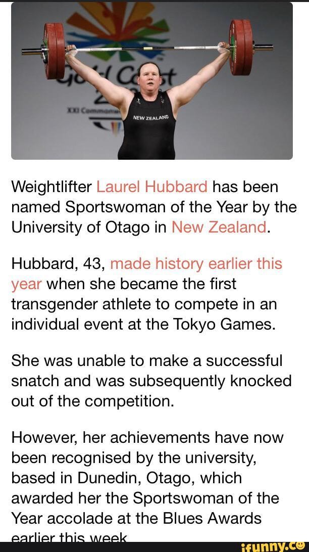 Weightlifter Laurel Hubbard Has Been Named Sportswoman Of The Year By