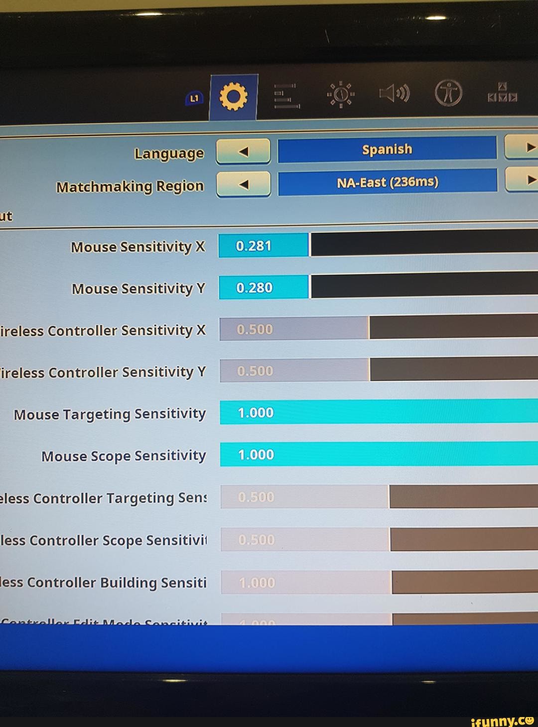 less Controller Scope Sensitivil
less Controller Building Sensiti
Mouse Targeting Sensitivity \ M.
Mouse Scope Sensitivity
:less Controller Targeting Sens