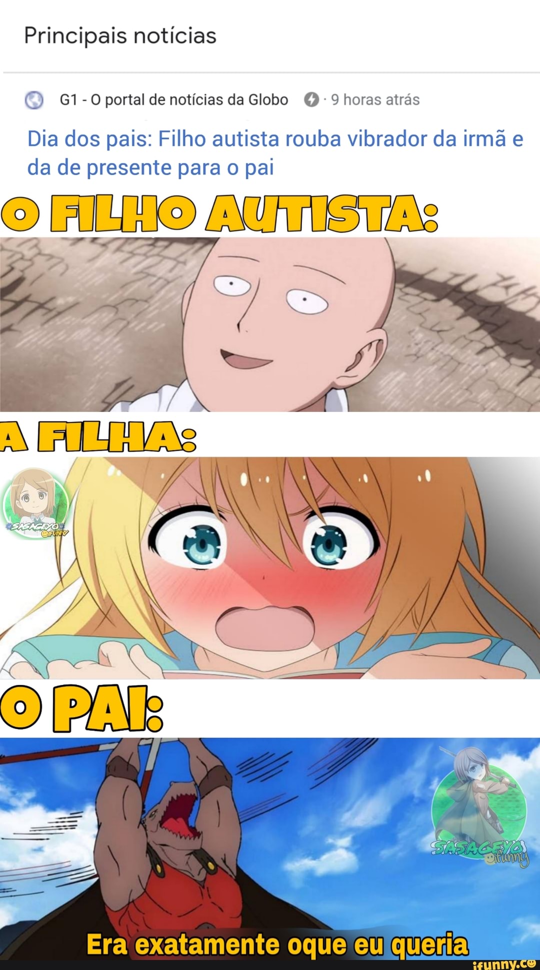 Principais noticias
Dia dos pais: Filho autista rouba vibrador da irmã e da de presente para o pai
Era exatamente oque eulqueria