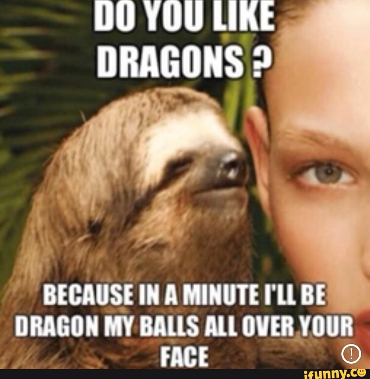 DO YOU LIKE DRAGONS ? BECAUSE IN A MINUTE I'LL BE DRAGON MY BALLS ALL ...