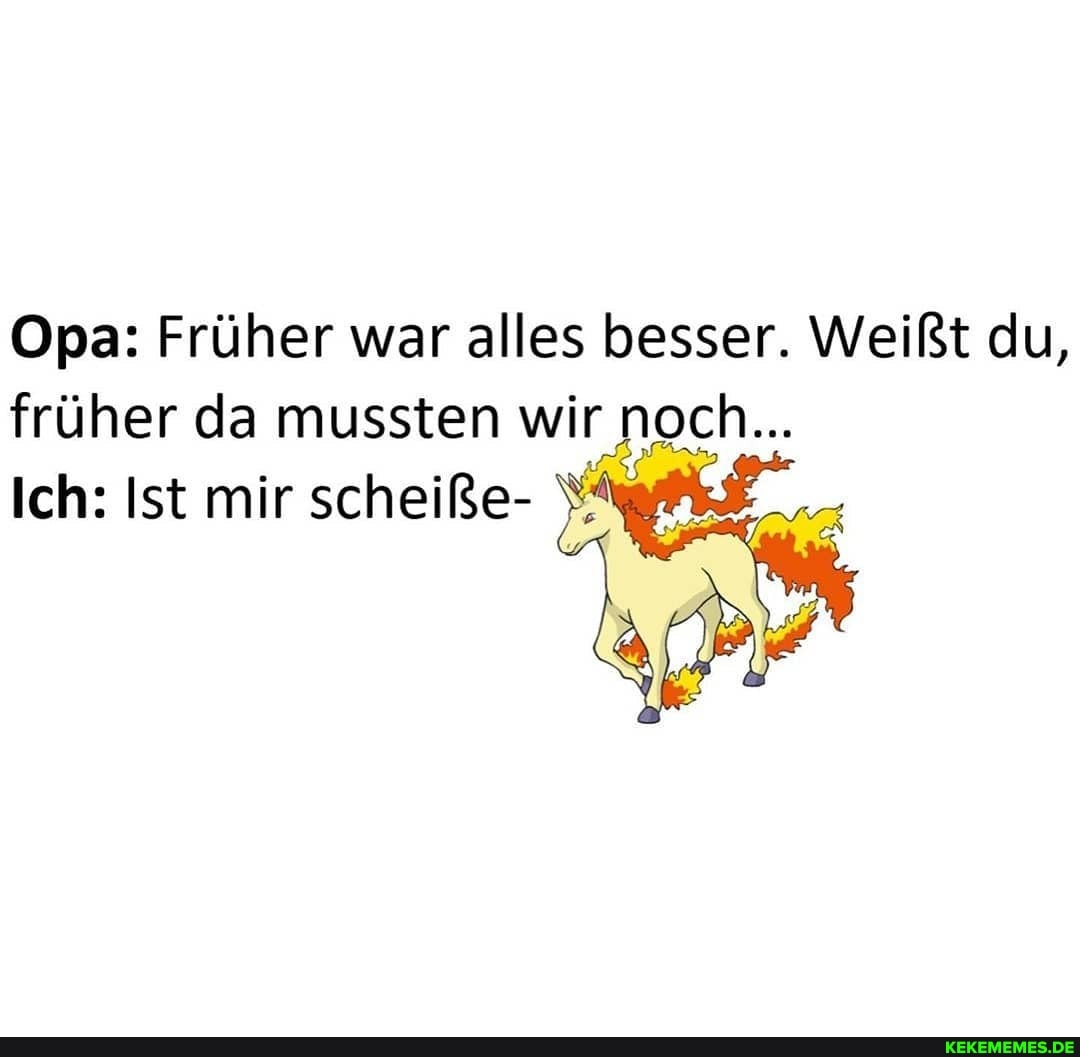Opa: Früher war alles besser. Weißt du,
früher da mussten wir noch...
Ich: Ist mir scheiße-
