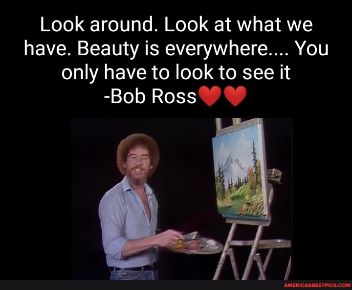 Look around. Look at what we have. Beauty is everywhere.... You only have to look to see it
-Bob Ross