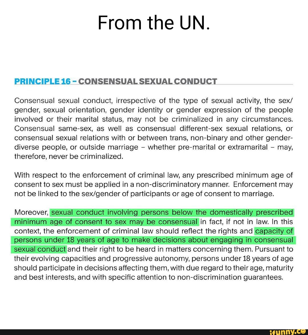 From The Un Principle 16 Consensual Sexual Conduct Consensual Sexual Conduct Irrespective Of 5989