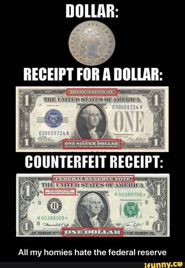 DOLLAR:
RECEIPT FOR A DOLLAR:
_COUNTERFEIT RECEIPT:
All my homies hate the federal reserve - All my homies hate the federal reserve