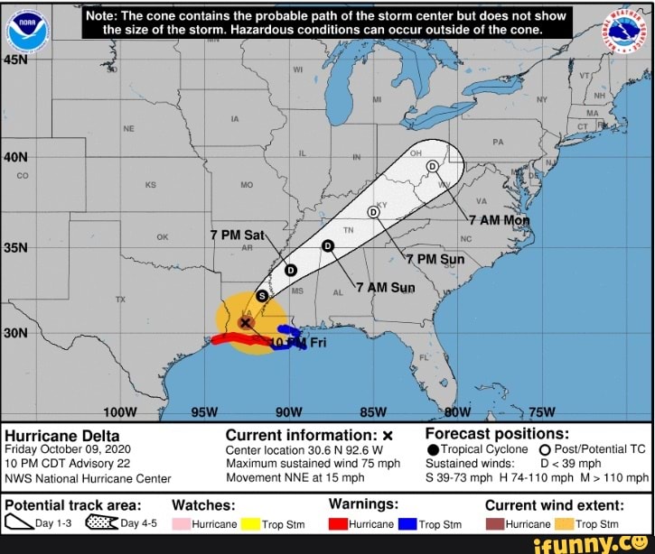 Note: The cone contains the probable path of the storm center but does ...