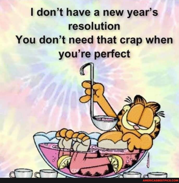 I don't have a new year's resolution
You don't need that crap when you're perfect