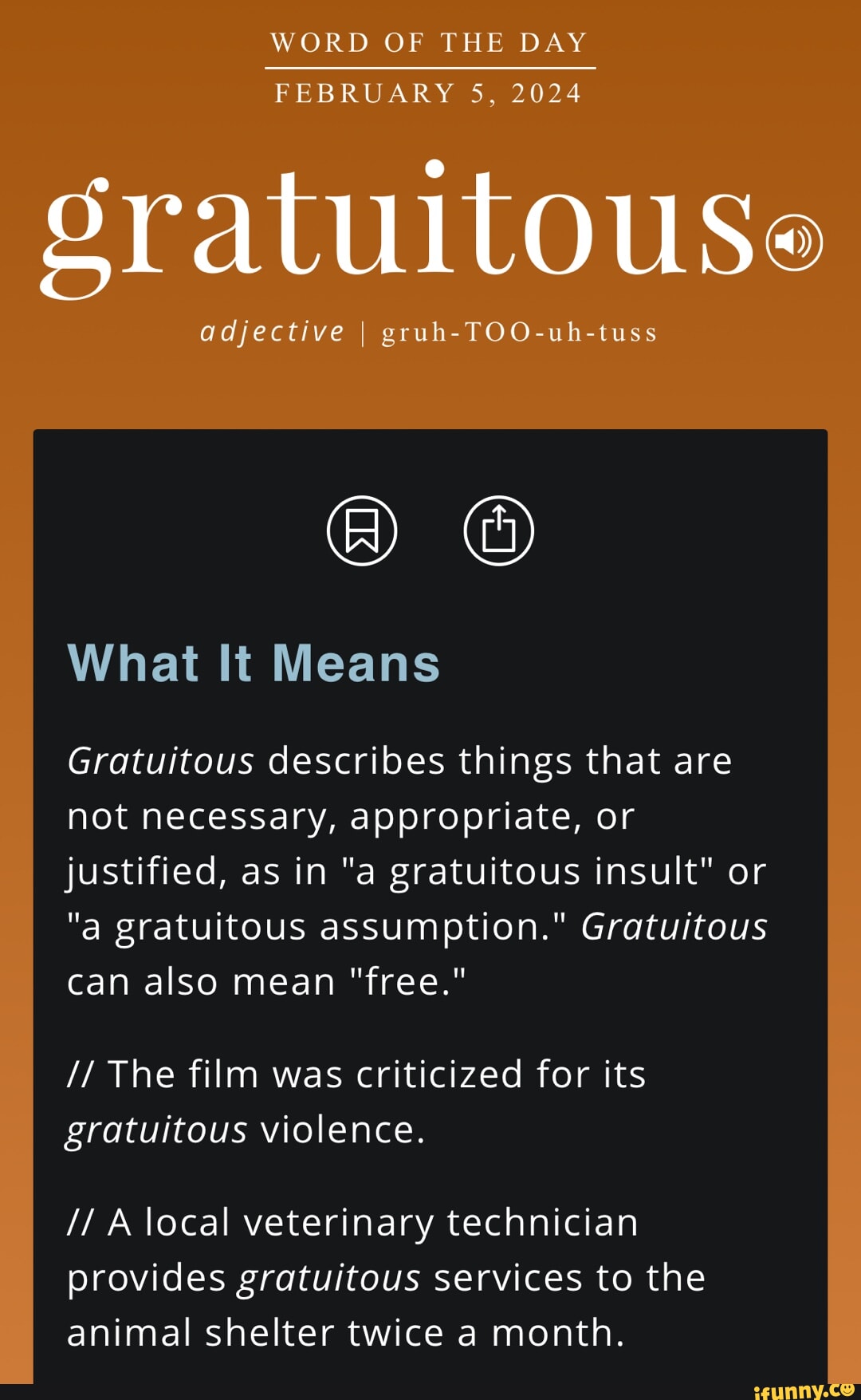 WORD OF THE DAY FEBRUARY 5 2024 Sratuitouse Adjective I Gruh TOO Uh 1