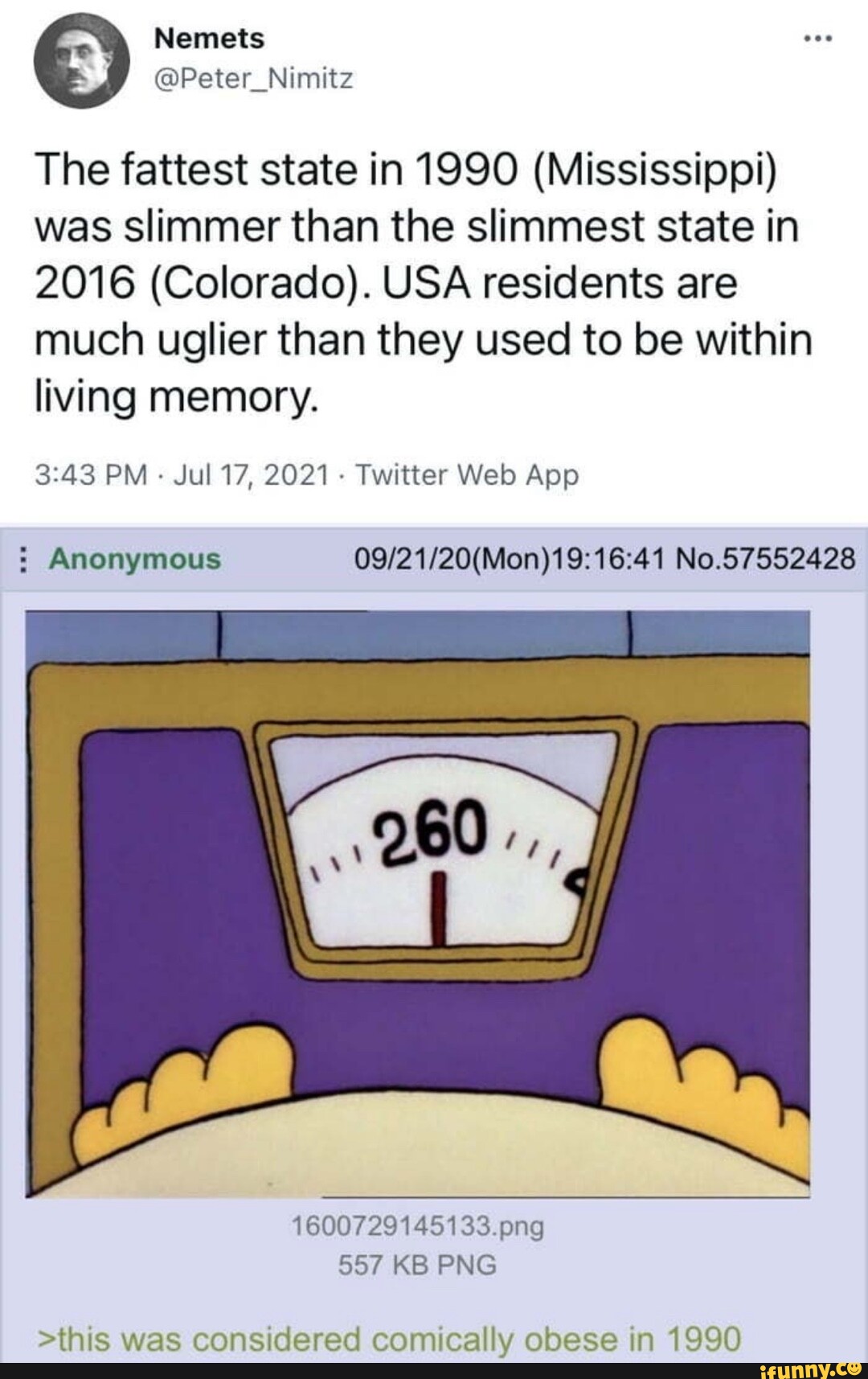 Nemets Peter_Nimitz The fattest state in 1990 (Mississippi) was