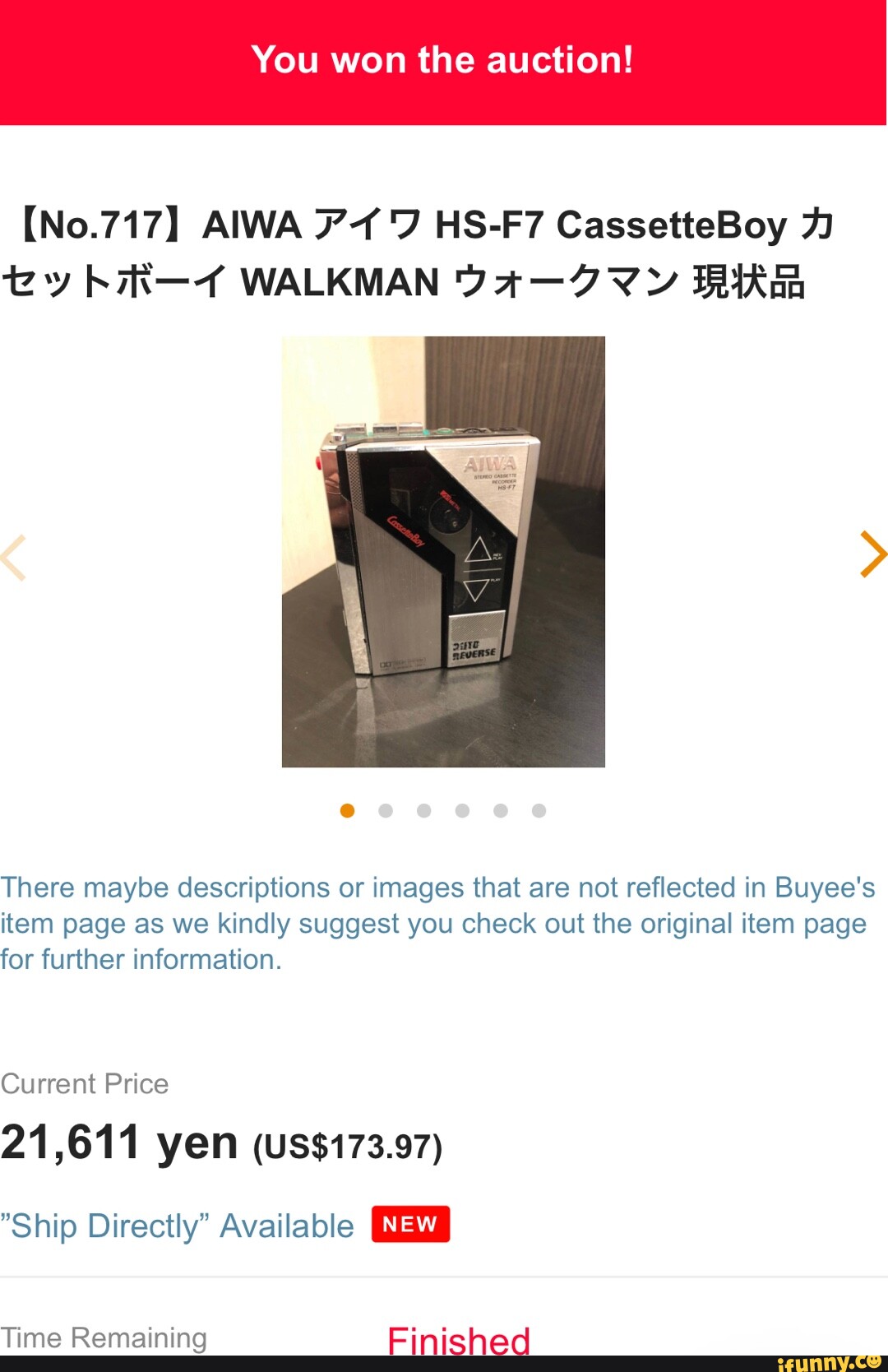 Walkman Aiwa HS-F7 Vintage - Style Back To The Future - Japonais - Fonctionnel