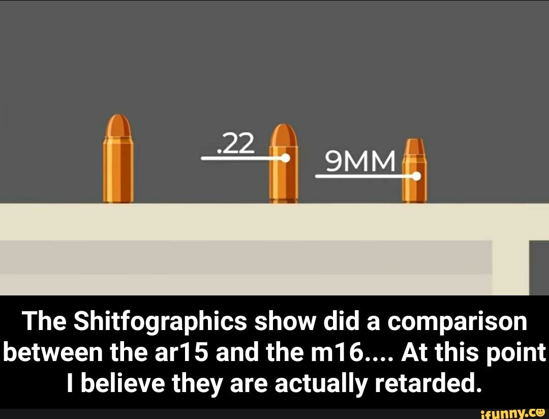 The Shitfographics show did a comparison between the ar15 and the At this point believe they are actually retarded. - The Shitfographics show did a comparison between the ar15 and the m16.... At this point I believe they are actually retarded.