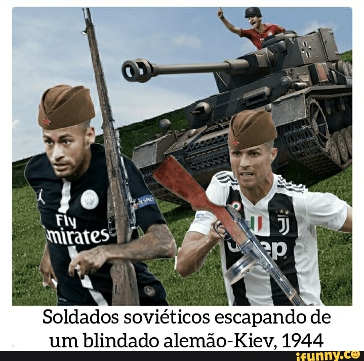 ma
Soldados soviéticos escapando de um blindado alemão-Kiev, 1944