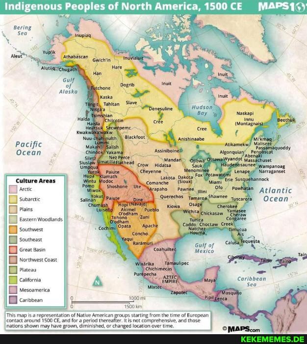 Indigenous Peoples of North America, 1500 CE MAPS Pacific Ocean Culture Areas Su