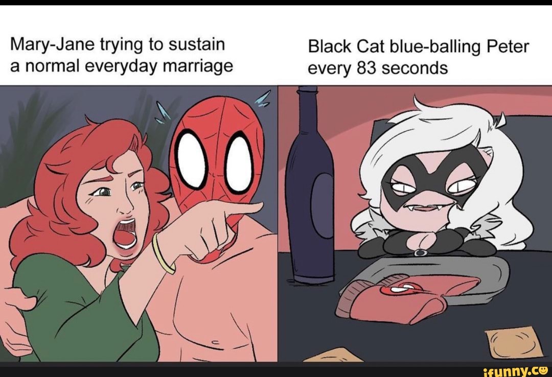 Mary-Jane trying to sustain Black Cat blue-balling Peter a normal everyday  marriage every 83 seconds - iFunny Brazil