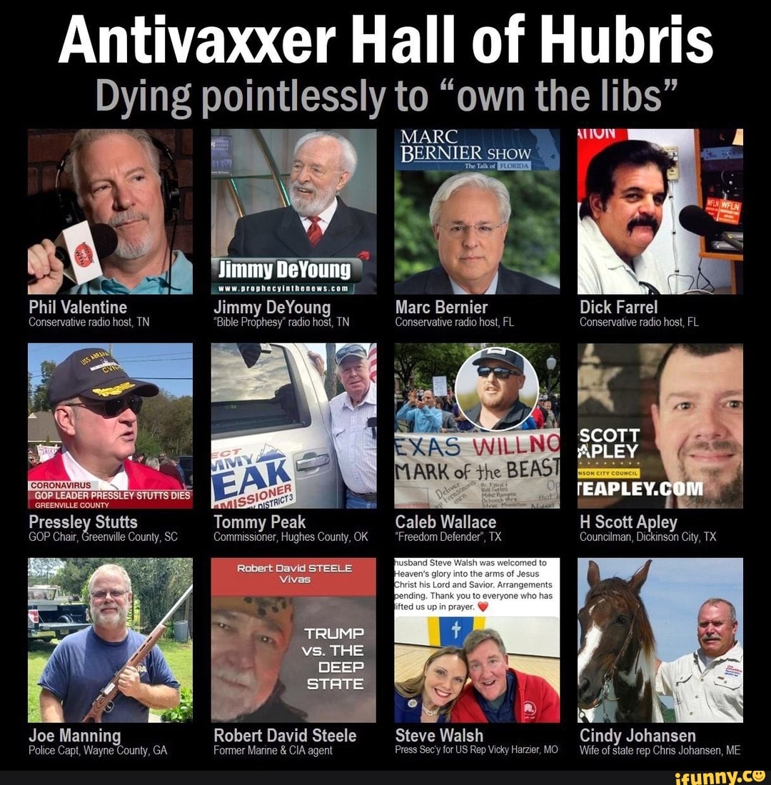 Antivaxxer Hall of Hubris Dying pointlessly to 