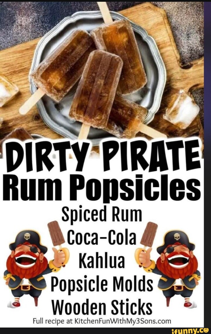 DIRTY*PIRA Spiced Rum CocaCola Kahlua Popsicle Molds Wooden Sticks