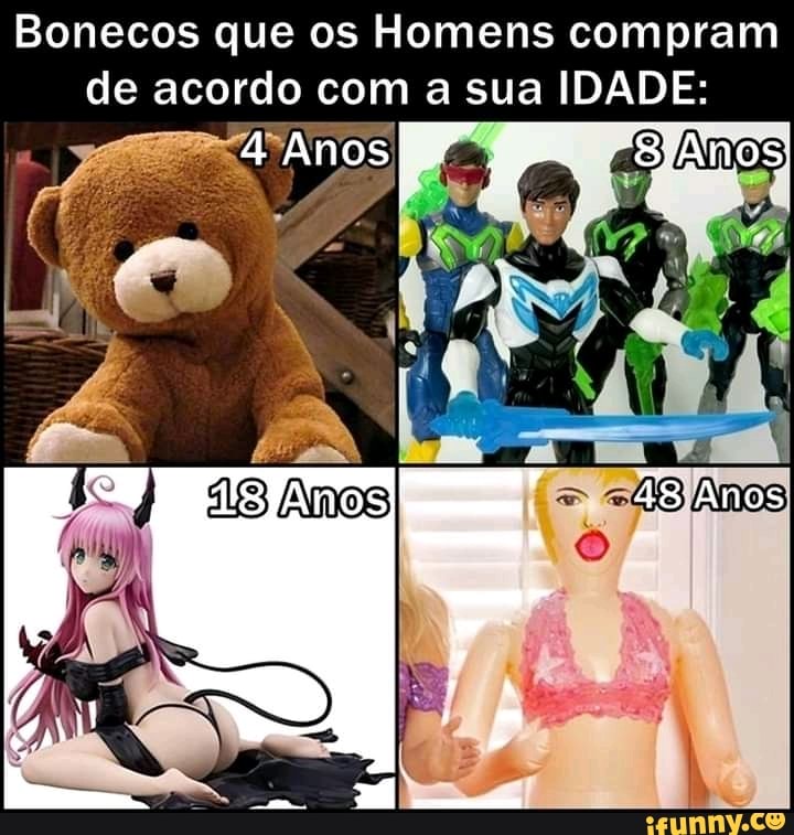 Bonecos que os Homens compram de acordo com a sua IDADE:
Amos
ÂS Anos
