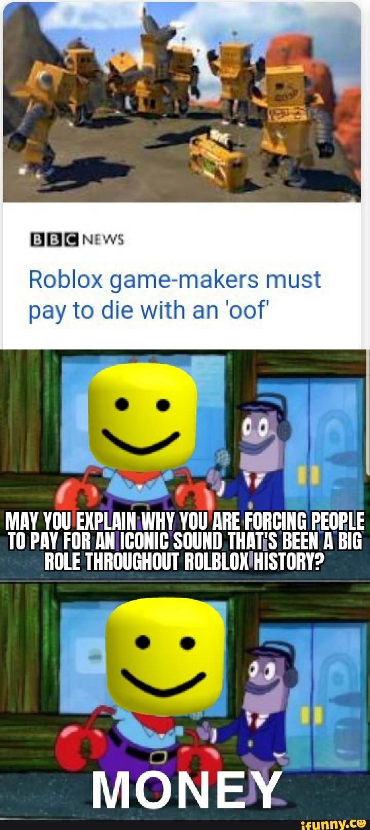 BBC News: Roblox gamers must pay to die with an 'oof' : r/Games